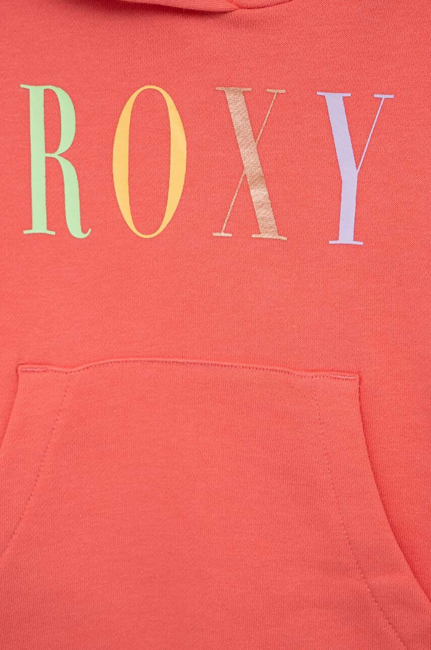 Roxy bluza copii culoarea portocaliu cu glugă cu imprimeu - Pled.ro