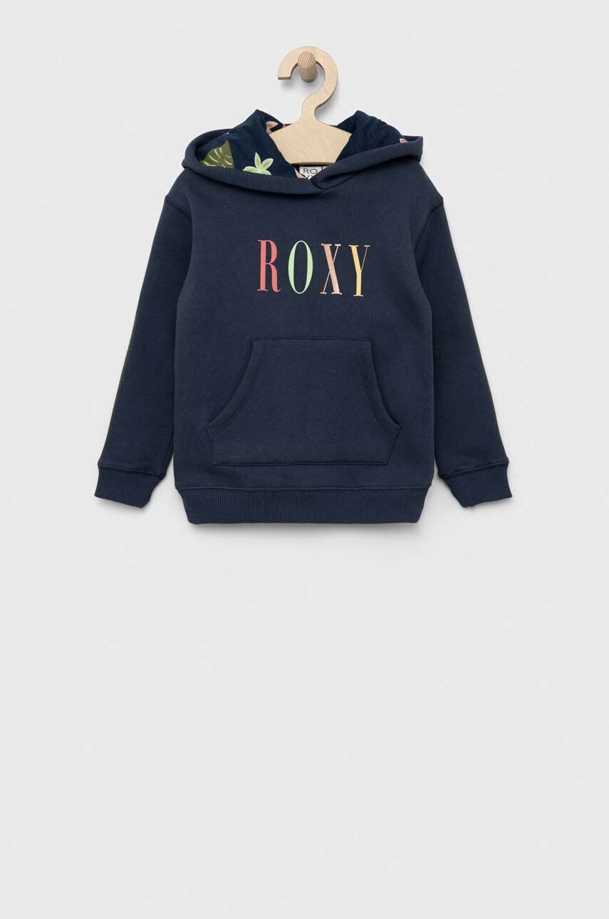 Roxy bluza copii culoarea albastru marin cu glugă cu imprimeu - Pled.ro