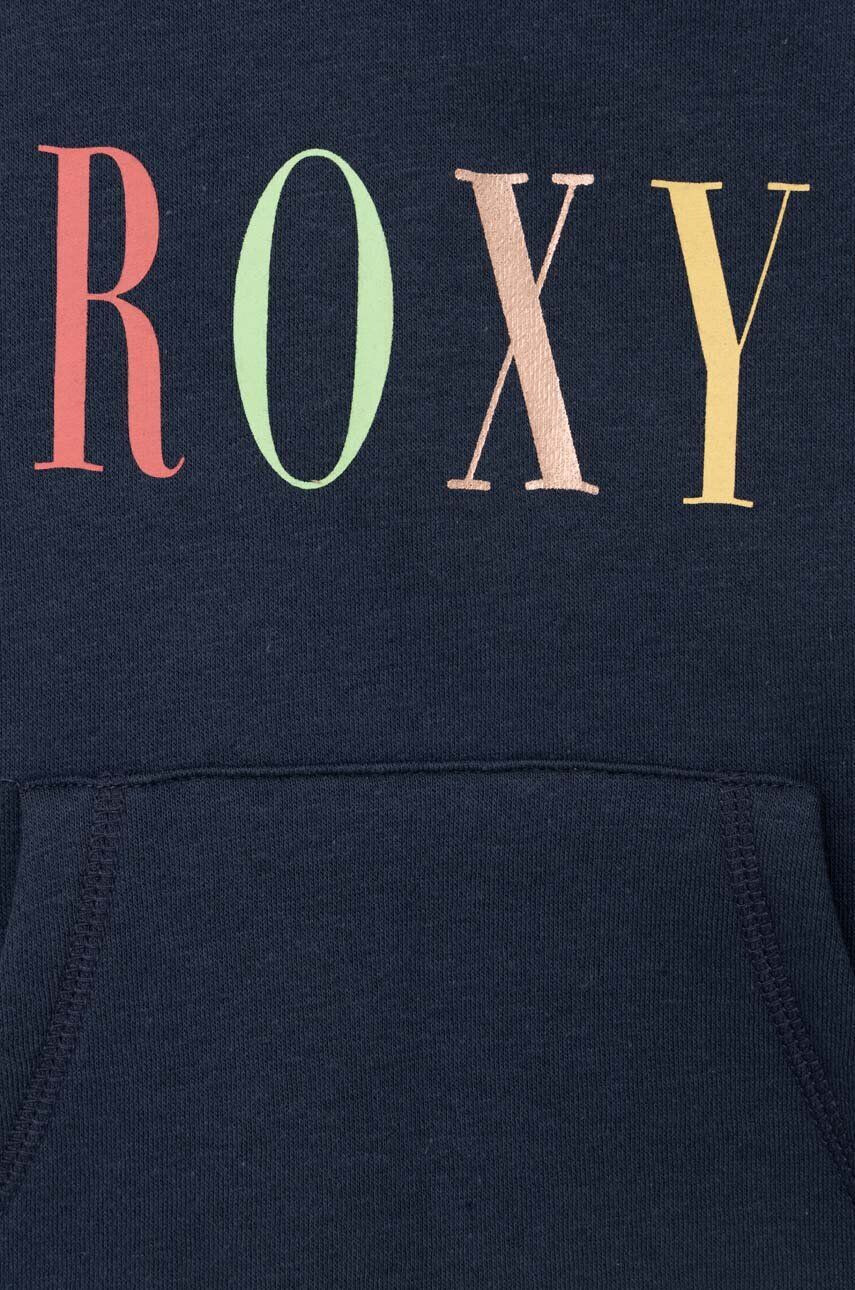 Roxy bluza copii culoarea albastru marin cu glugă cu imprimeu - Pled.ro