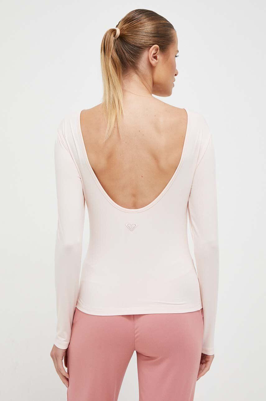 Roxy longsleeve de yoga Naturally Active culoarea roz cu spate descoperit - Pled.ro