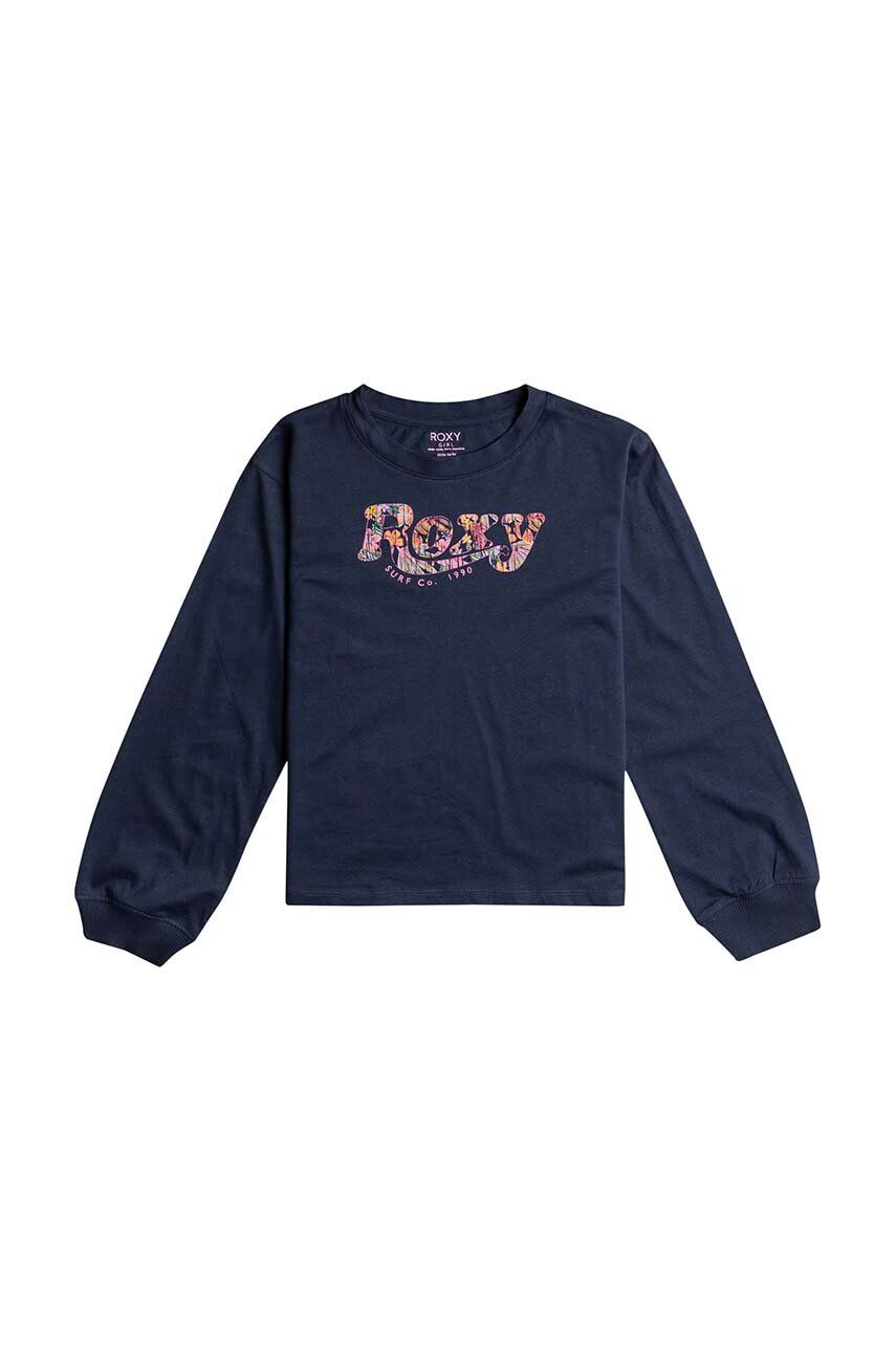 Roxy longsleeve din bumbac pentru copii LET SOMEBODY GO TEES culoarea albastru marin - Pled.ro