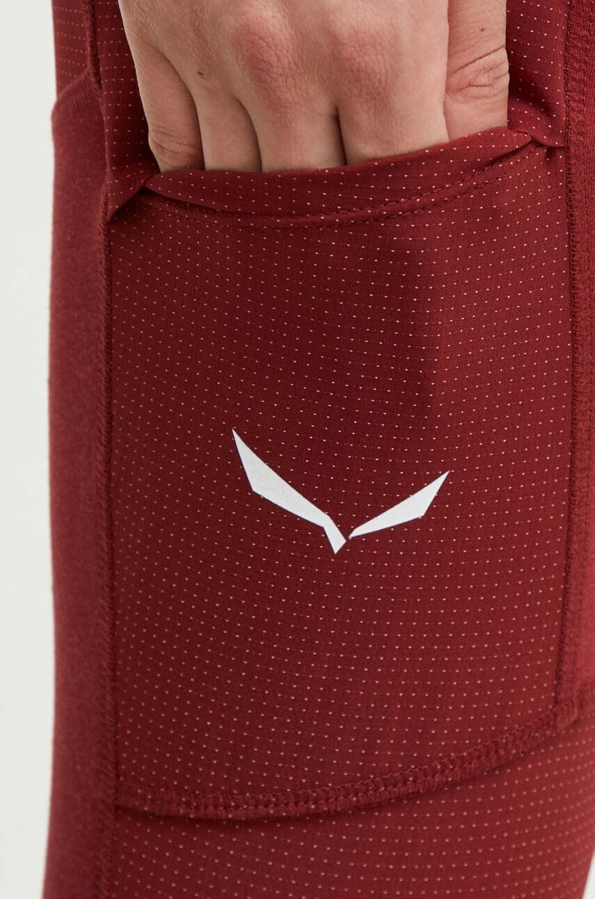 Salewa leggins sport Lavaredo femei culoarea bordo neted - Pled.ro