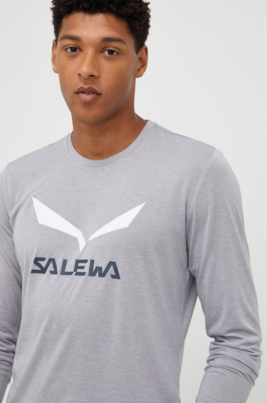 Salewa longsleeve sport Solidlogo culoarea rosu cu imprimeu - Pled.ro