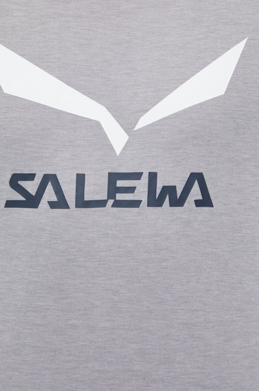 Salewa longsleeve sport Solidlogo culoarea gri cu imprimeu - Pled.ro