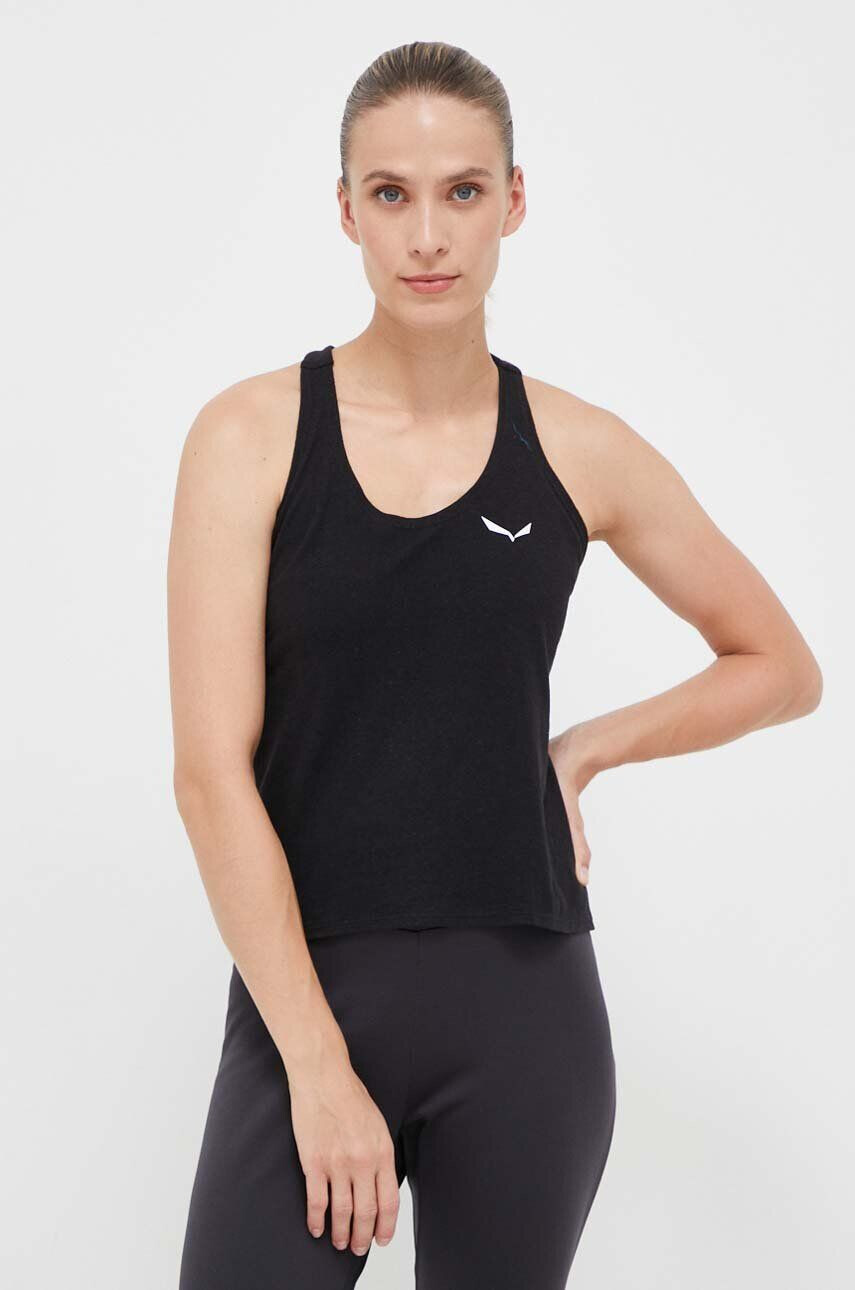 Salewa top sport Lavaredo Hemp Cropped femei culoarea negru - Pled.ro