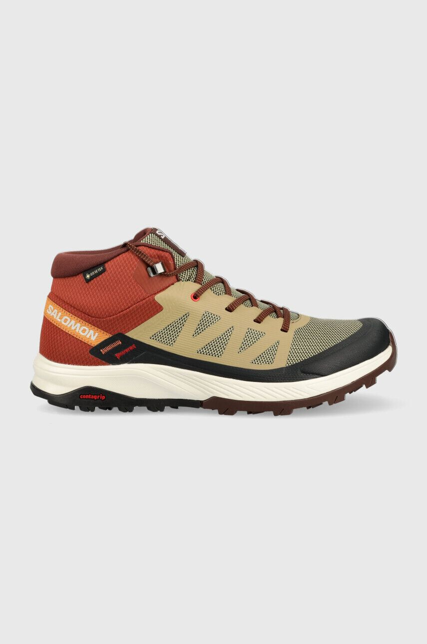 Salomon pantofi Outrise Mid GTX barbati culoarea maro - Pled.ro