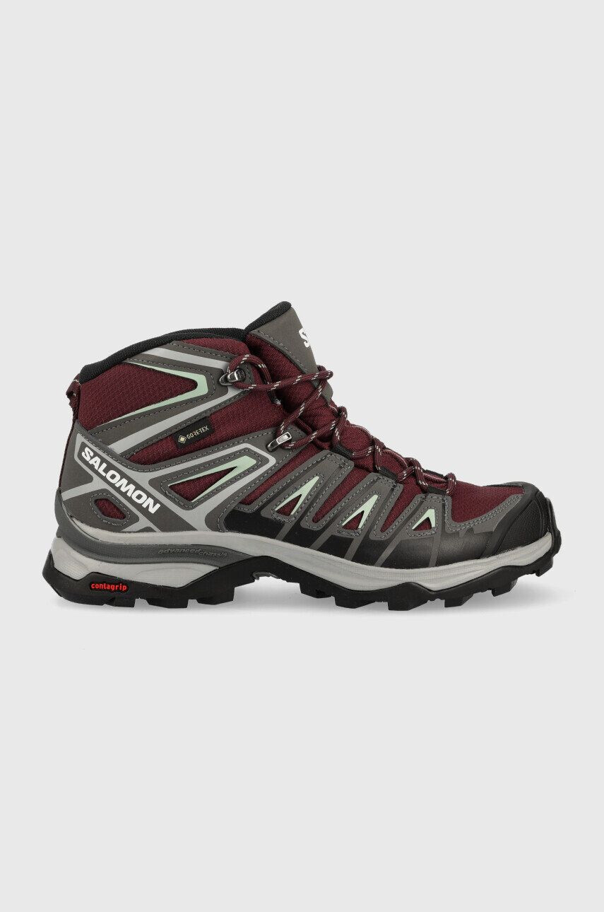 Salomon pantofi X Ultra Pioneer Mid GTX femei culoarea bordo - Pled.ro