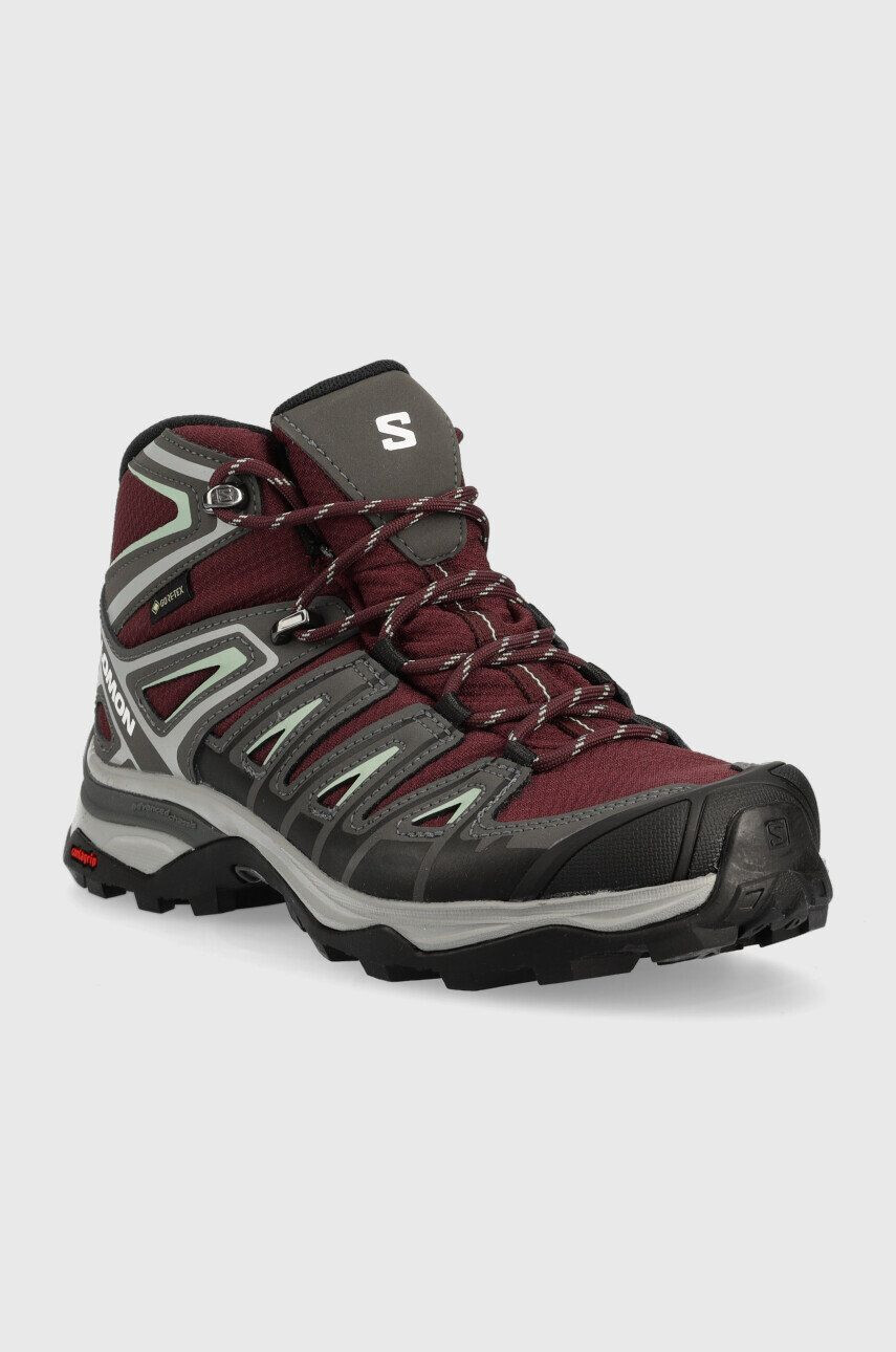 Salomon pantofi X Ultra Pioneer Mid GTX femei culoarea bordo - Pled.ro