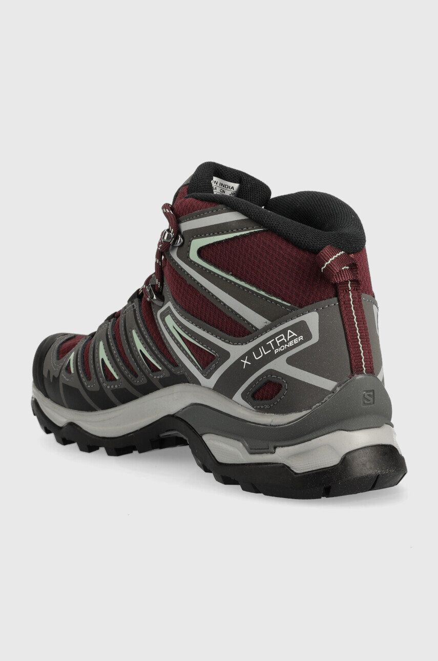 Salomon pantofi X Ultra Pioneer Mid GTX femei culoarea bordo - Pled.ro