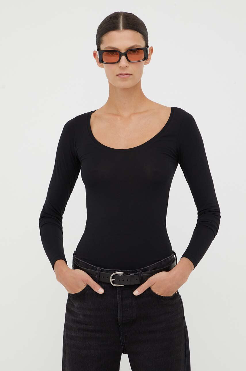 Samsoe Samsoe longsleeve femei culoarea negru - Pled.ro