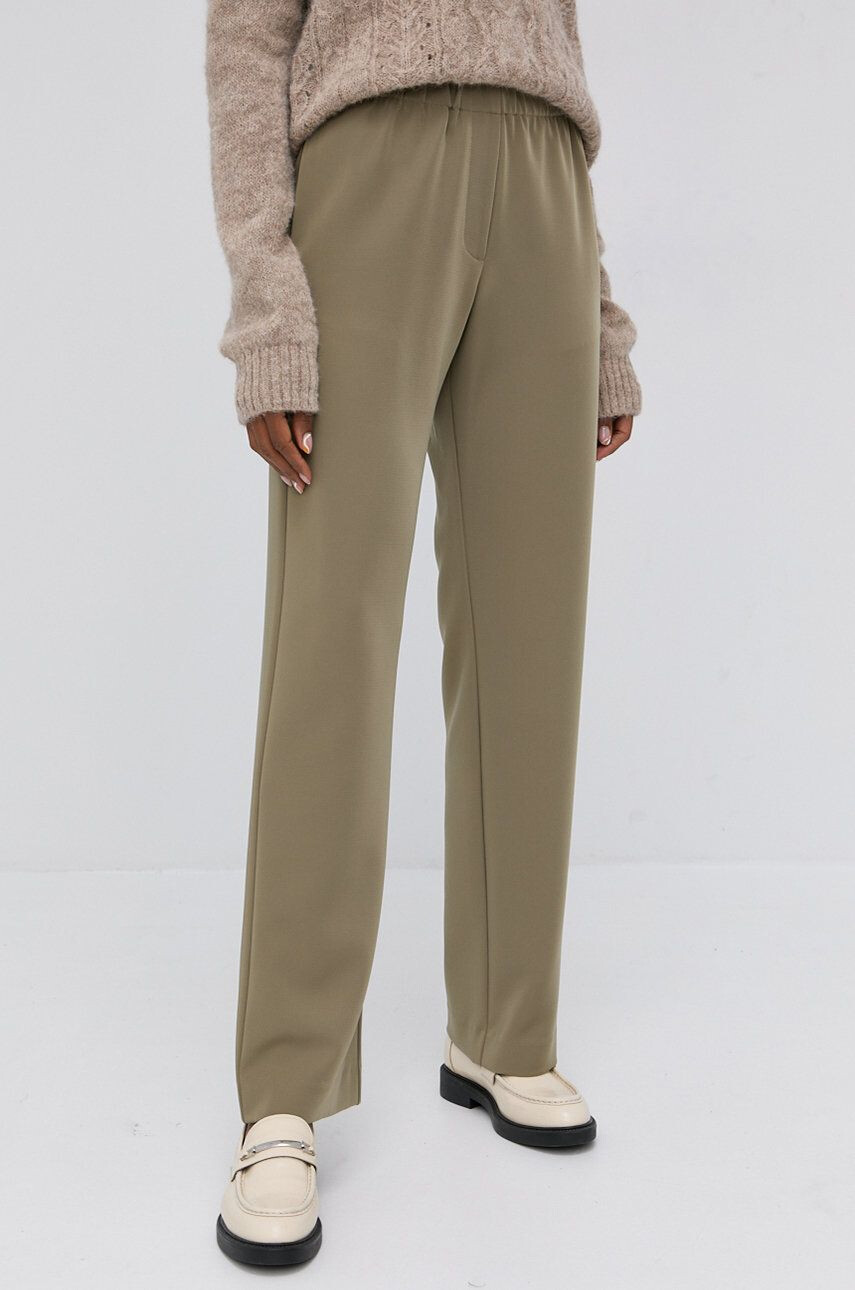 Samsoe Samsoe Pantaloni femei culoarea bej lat high waist - Pled.ro