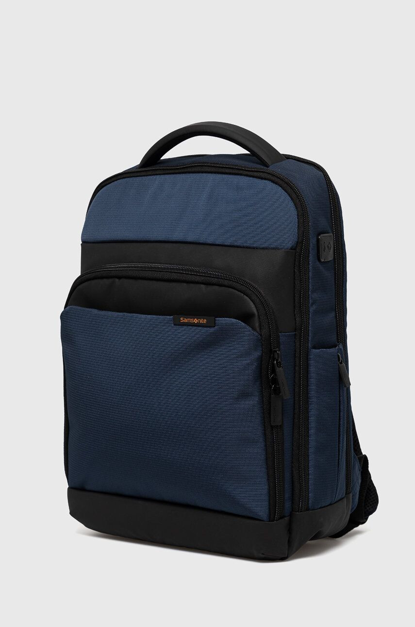 Samsonite Rucsac bărbați culoarea albastru marin mare material neted - Pled.ro