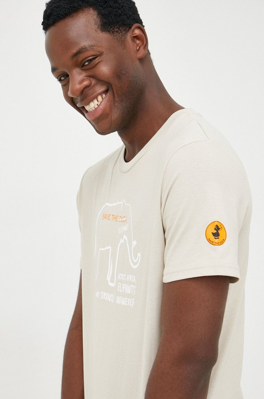 Save The Duck tricou din bumbac culoarea alb cu imprimeu - Pled.ro