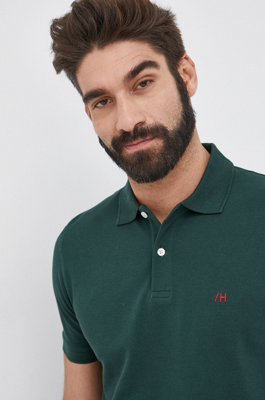 Selected Homme tricou Polo bărbați culoarea verde material neted - Pled.ro