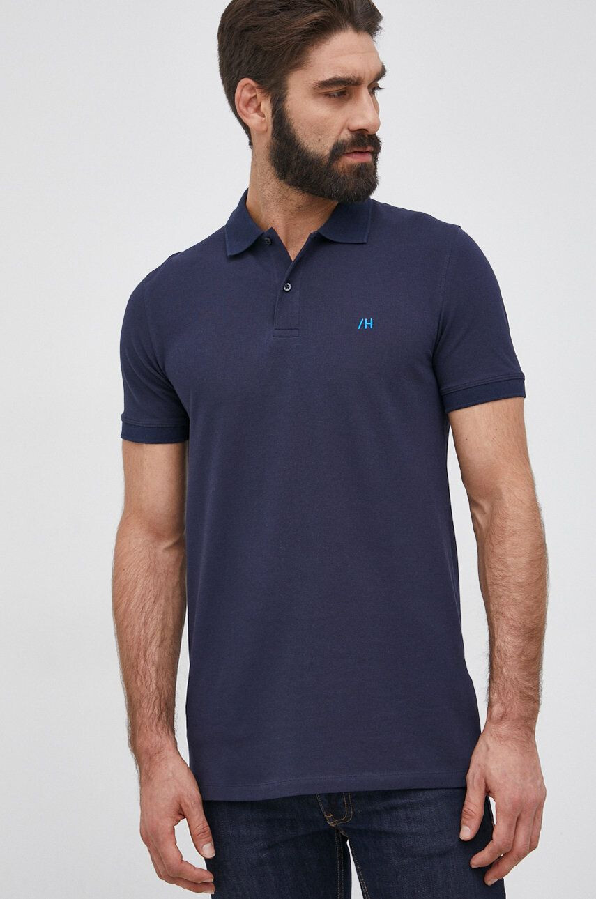 Selected Homme tricou Polo bărbați culoarea albastru marin material neted - Pled.ro