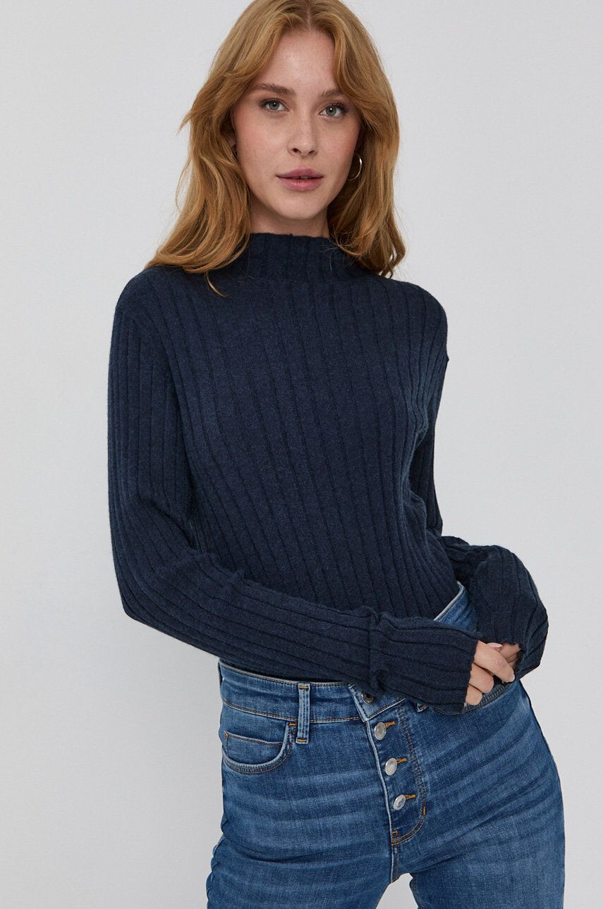 Silvian Heach Pulover femei culoarea albastru marin light cu turtleneck - Pled.ro