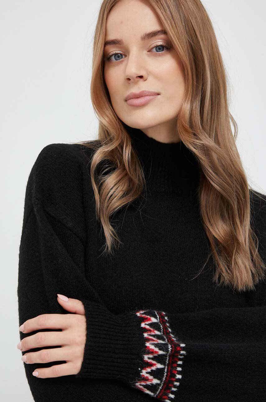 Silvian Heach pulover din amestec de lana femei culoarea negru cu turtleneck - Pled.ro