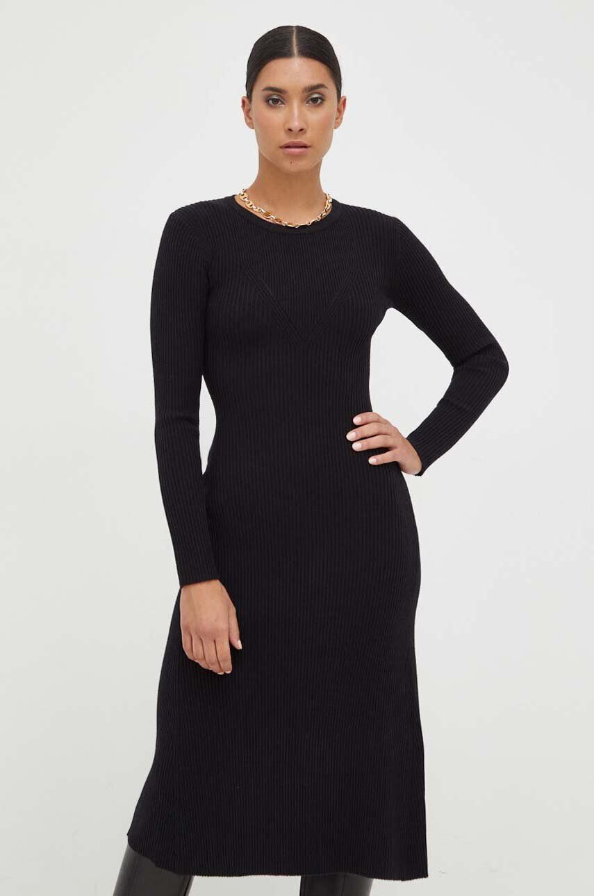 Silvian Heach rochie culoarea negru midi mulata - Pled.ro