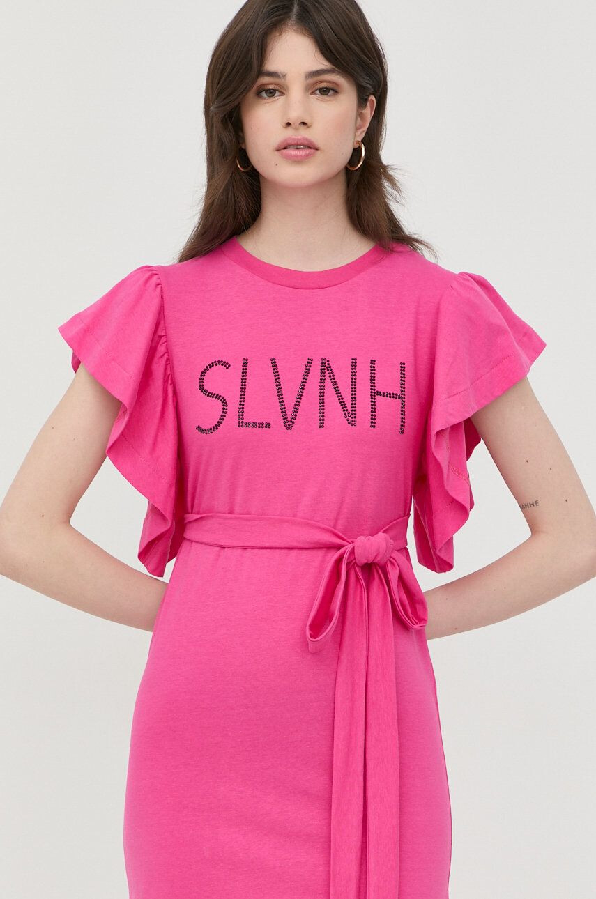 Silvian Heach rochie din bumbac culoarea portocaliu mini oversize - Pled.ro