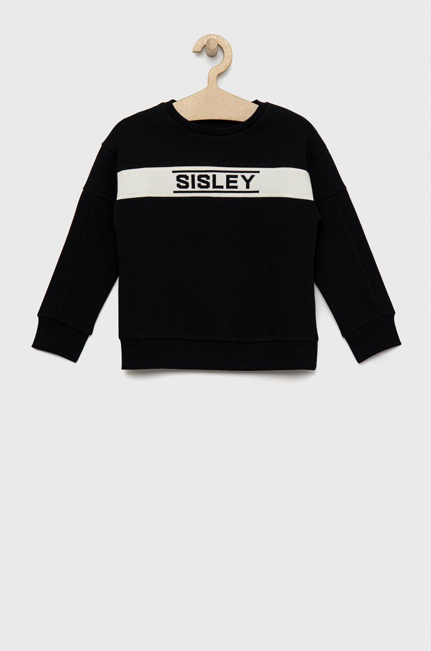 Sisley bluza copii culoarea negru neted - Pled.ro