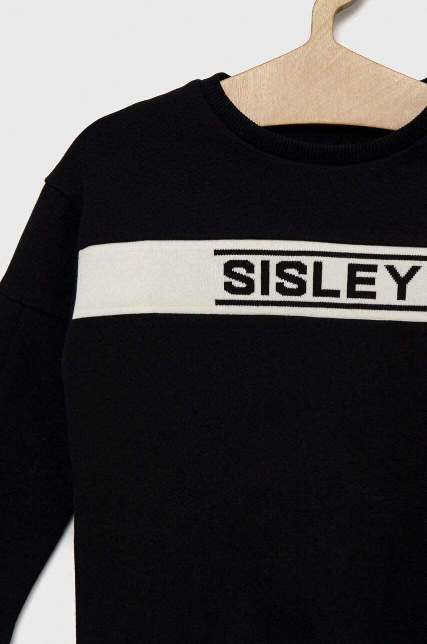 Sisley bluza copii culoarea negru neted - Pled.ro