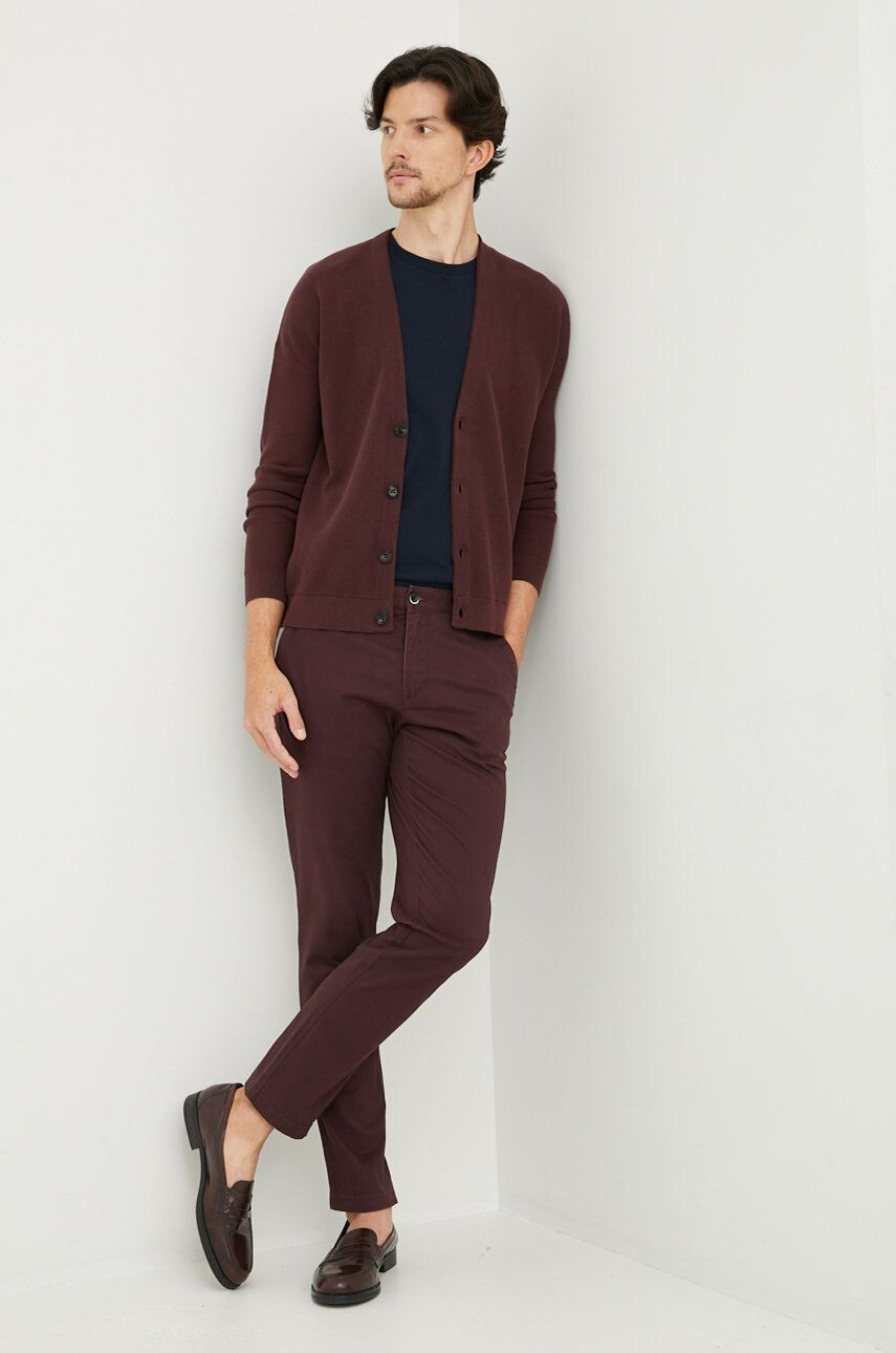 Sisley cardigan din bumbac barbati culoarea bordo - Pled.ro