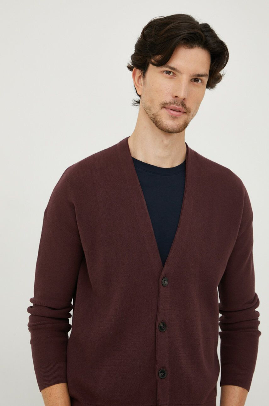 Sisley cardigan din bumbac barbati culoarea bordo - Pled.ro