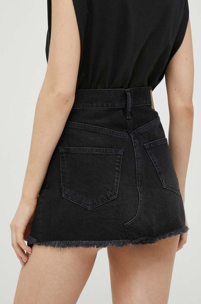 Sisley fusta jeans culoarea negru mini drept - Pled.ro