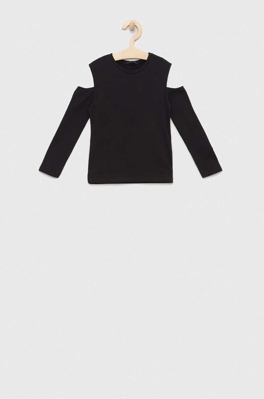 Sisley longsleeve copii culoarea negru - Pled.ro