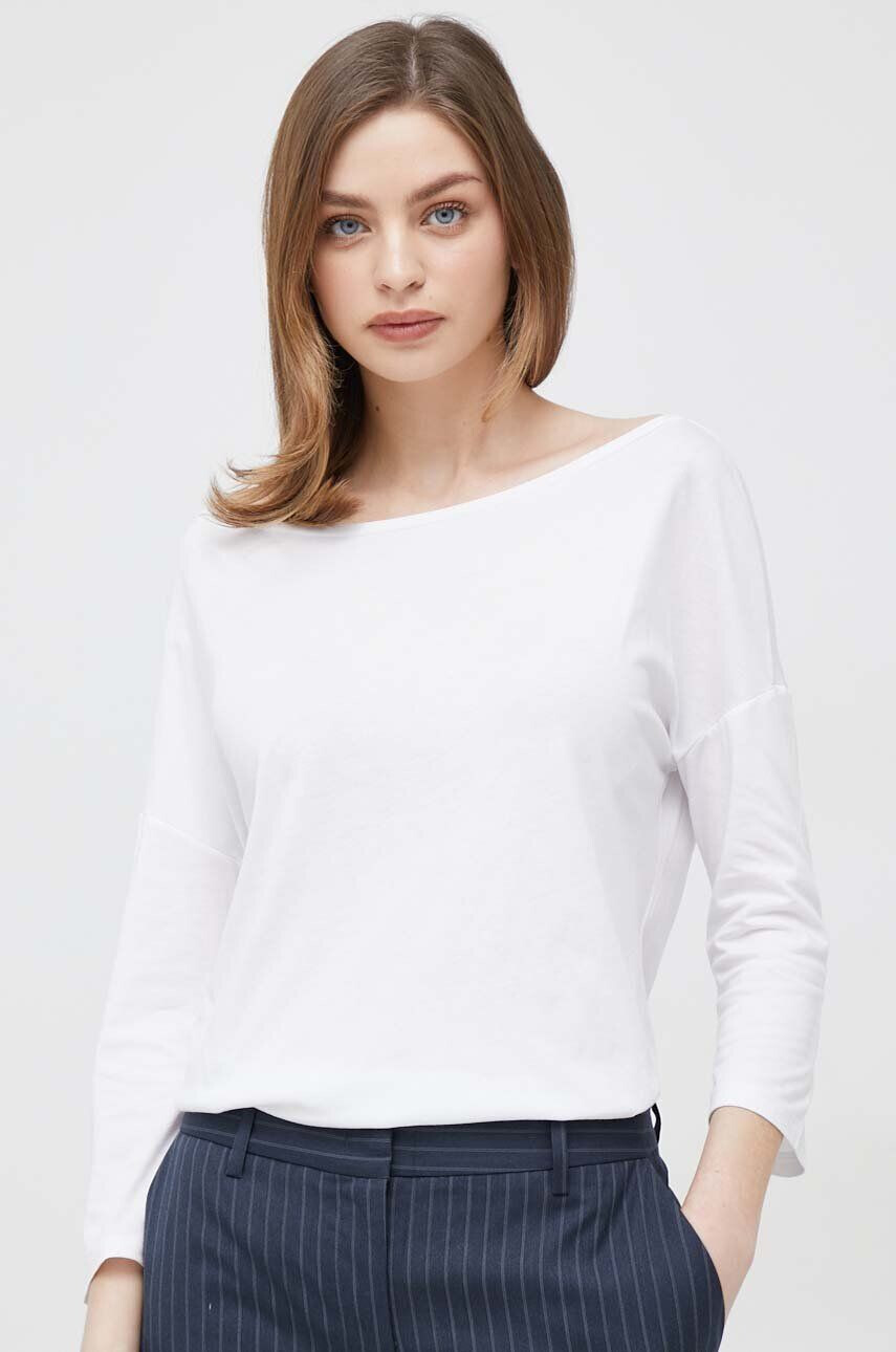 Sisley longsleeve din bumbac culoarea alb - Pled.ro