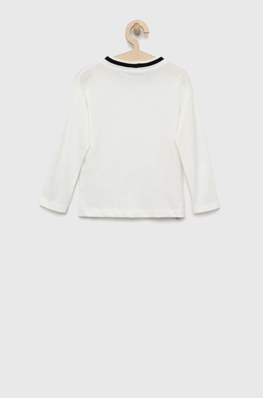 Sisley longsleeve din bumbac pentru copii culoarea alb cu imprimeu - Pled.ro