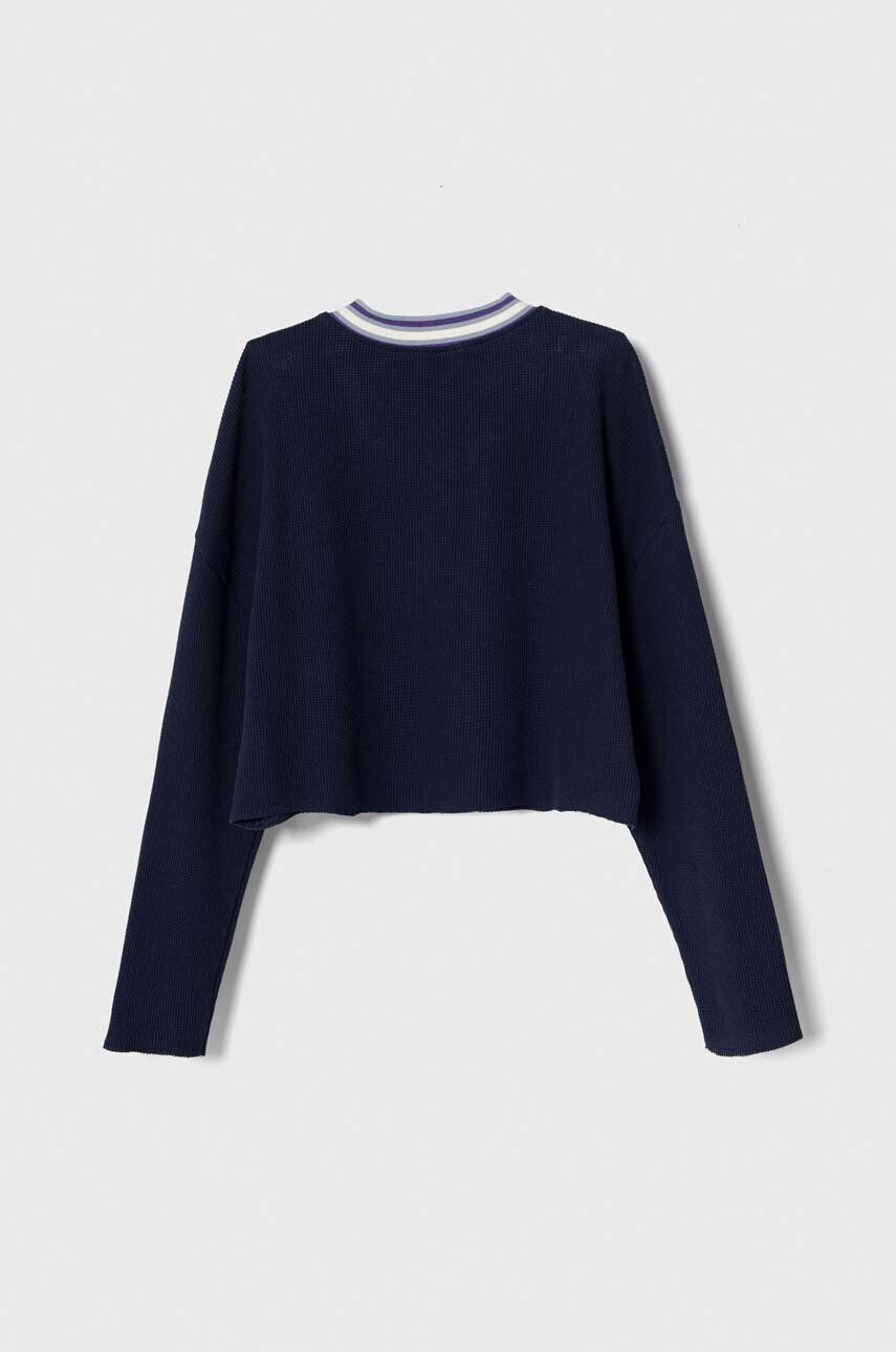 Sisley longsleeve din bumbac pentru copii culoarea albastru marin - Pled.ro