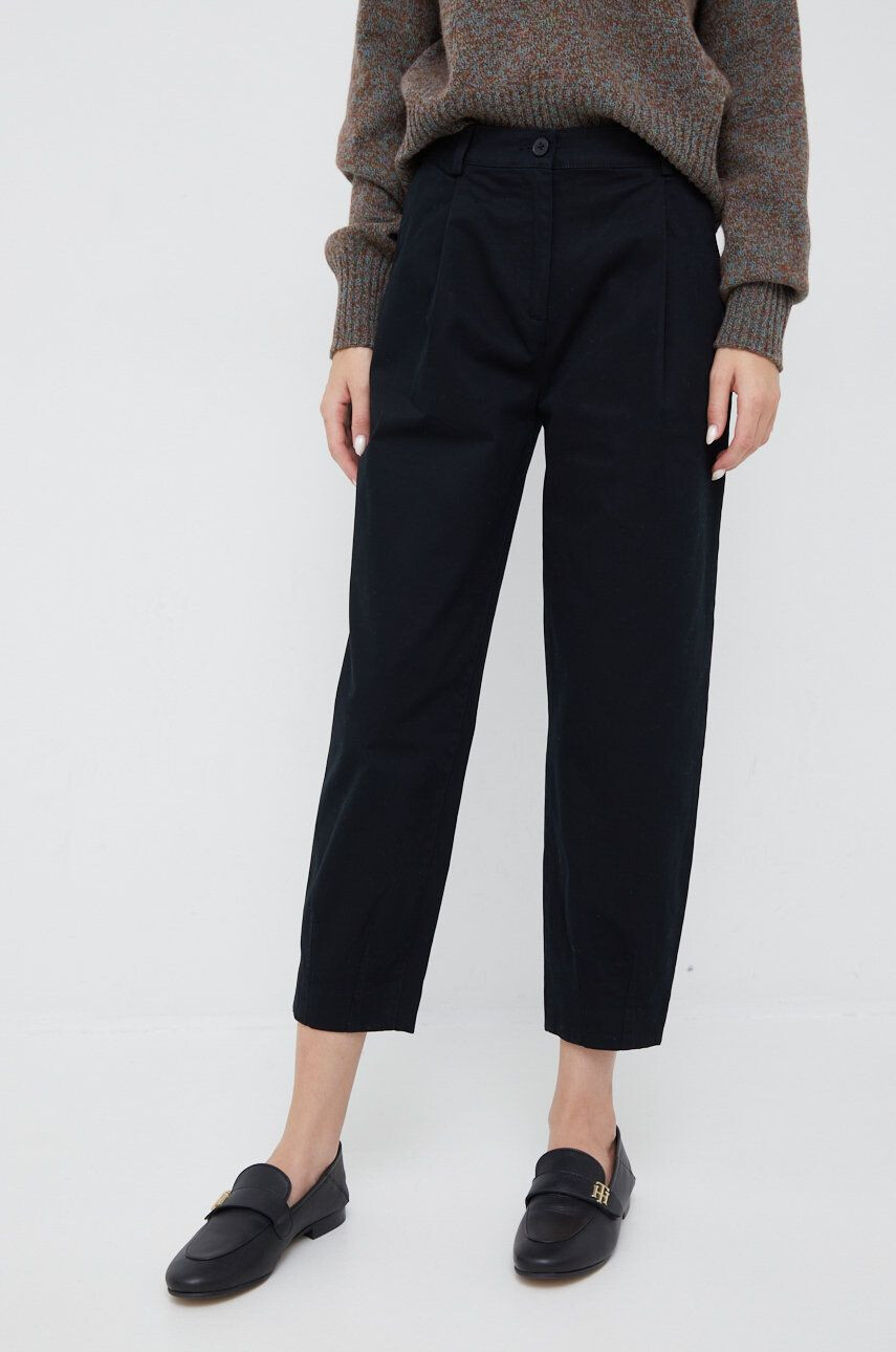 Sisley pantaloni femei culoarea negru drept high waist - Pled.ro