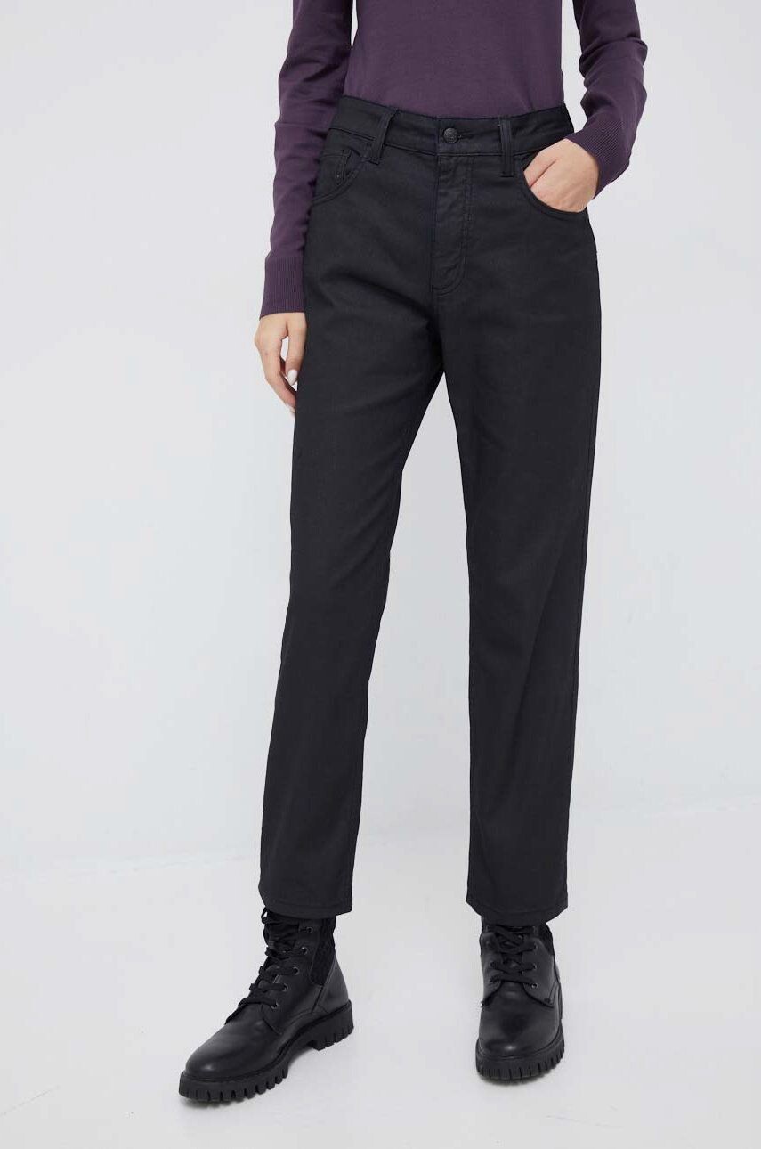 Sisley pantaloni femei culoarea negru drept high waist - Pled.ro