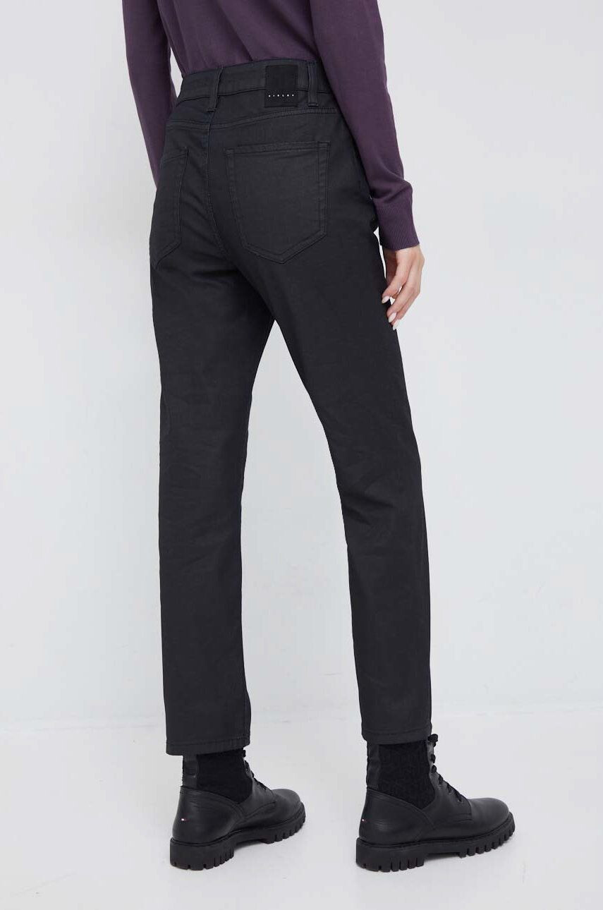 Sisley pantaloni femei culoarea negru drept high waist - Pled.ro