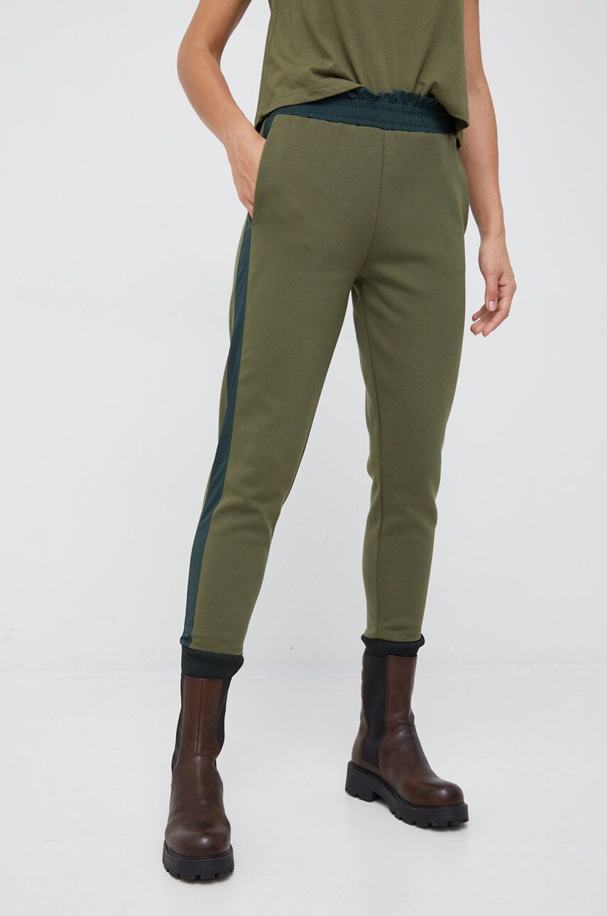 Sisley pantaloni femei culoarea verde drept high waist - Pled.ro