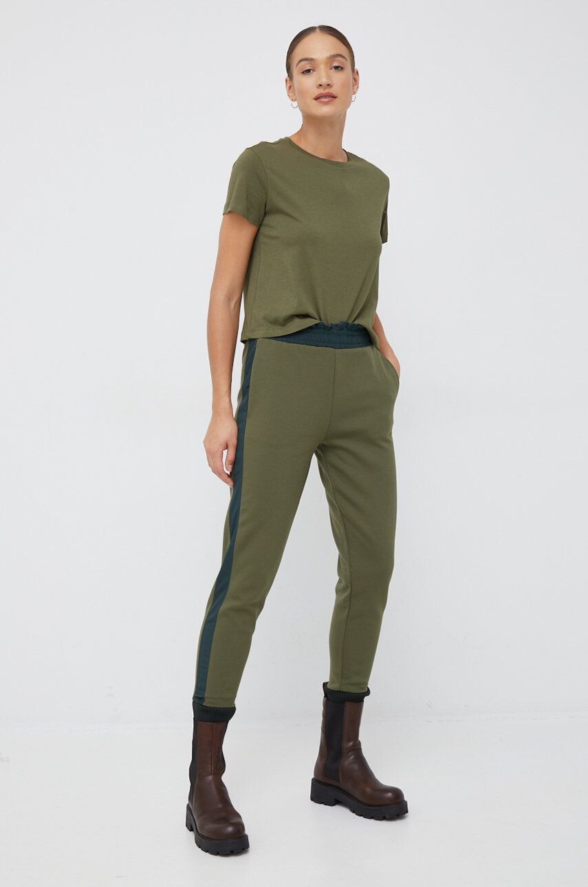 Sisley pantaloni femei culoarea verde drept high waist - Pled.ro