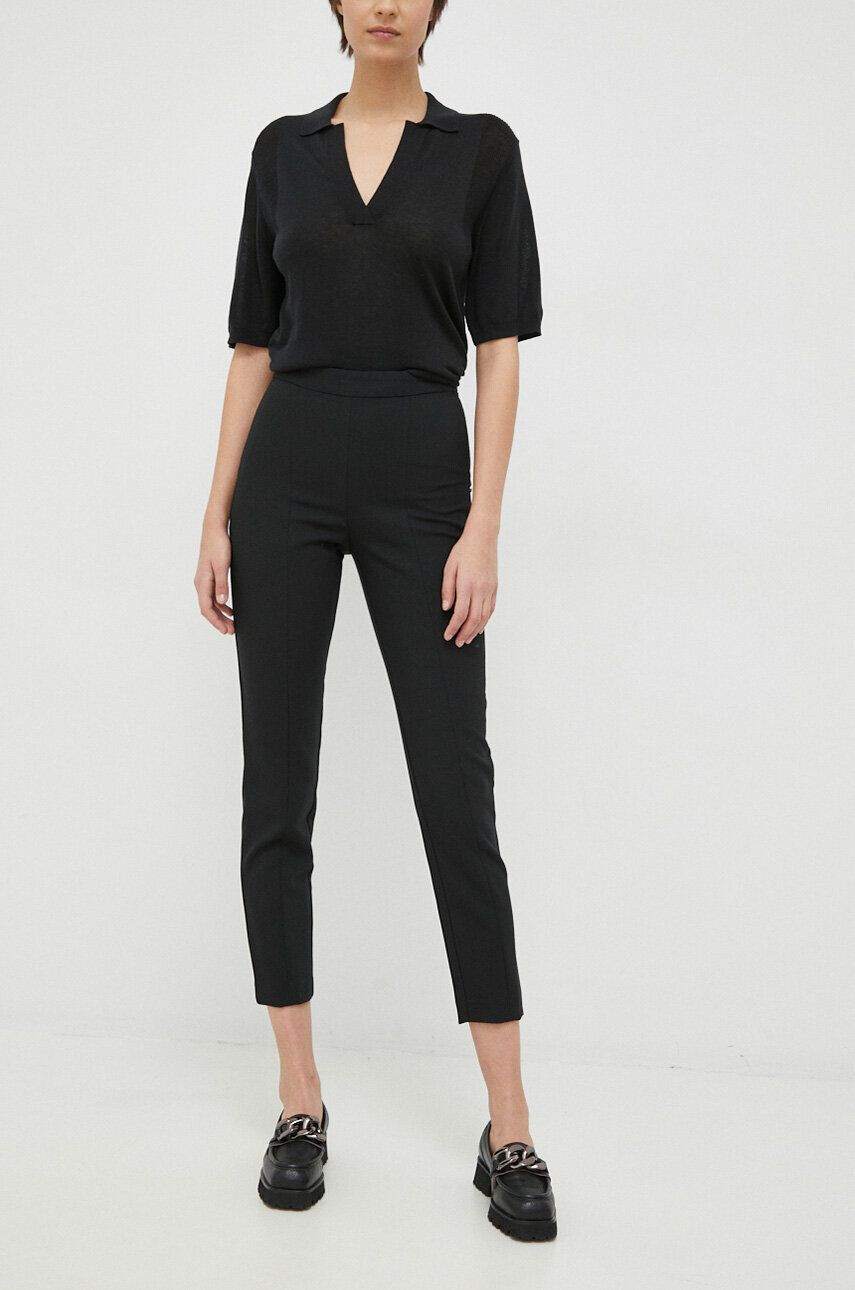 Sisley pantaloni femei culoarea negru drept high waist - Pled.ro