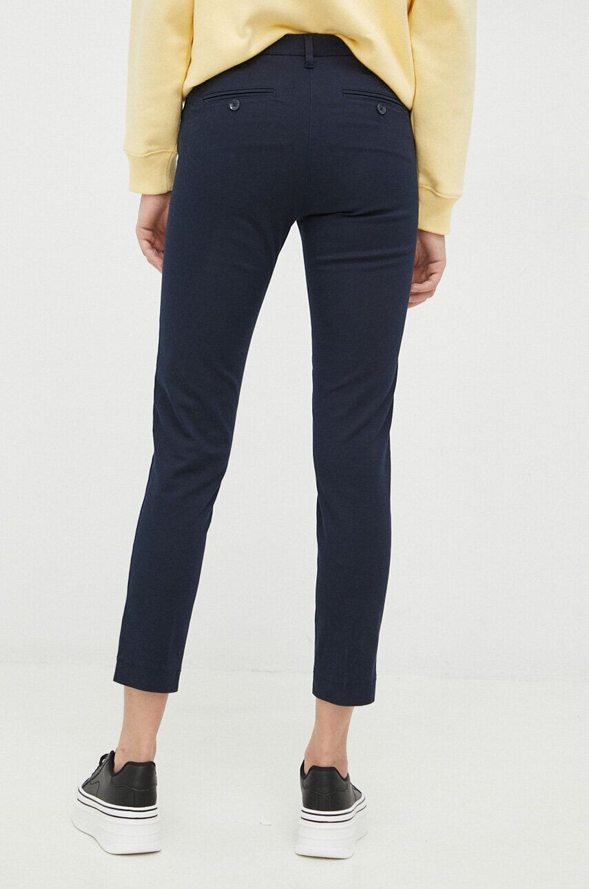 Sisley pantaloni femei culoarea albastru marin drept medium waist - Pled.ro