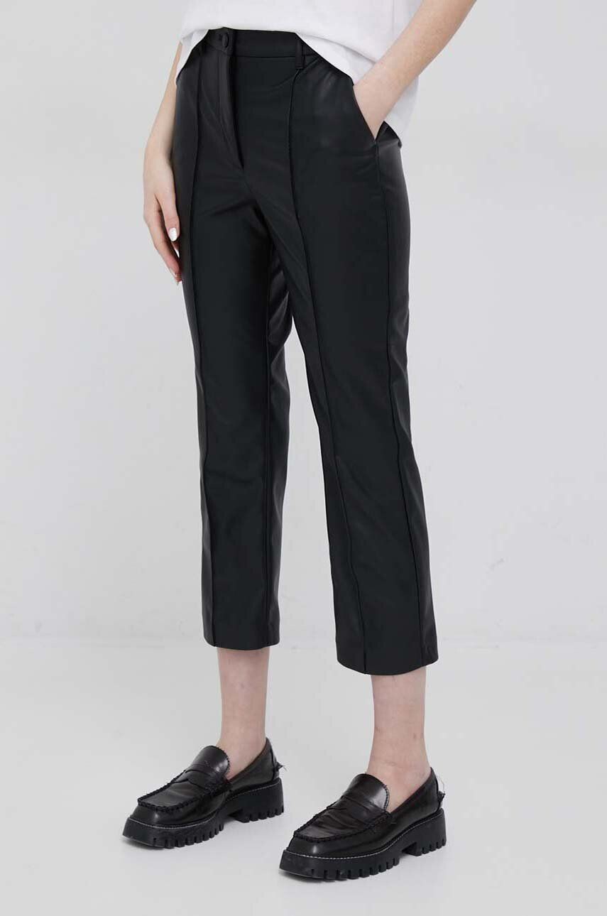 Sisley pantaloni femei culoarea negru drept high waist - Pled.ro