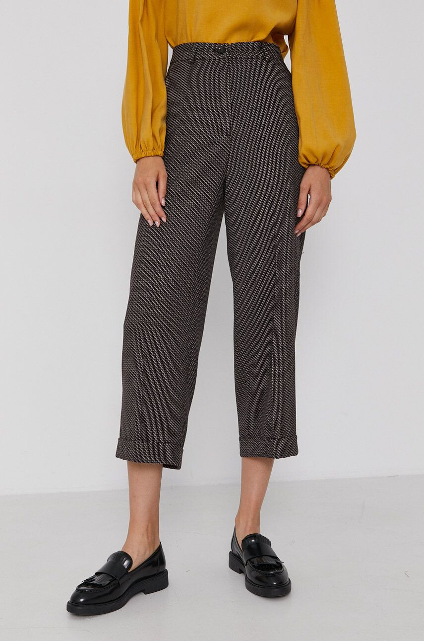 Sisley Pantaloni femei culoarea maro model drept high waist - Pled.ro