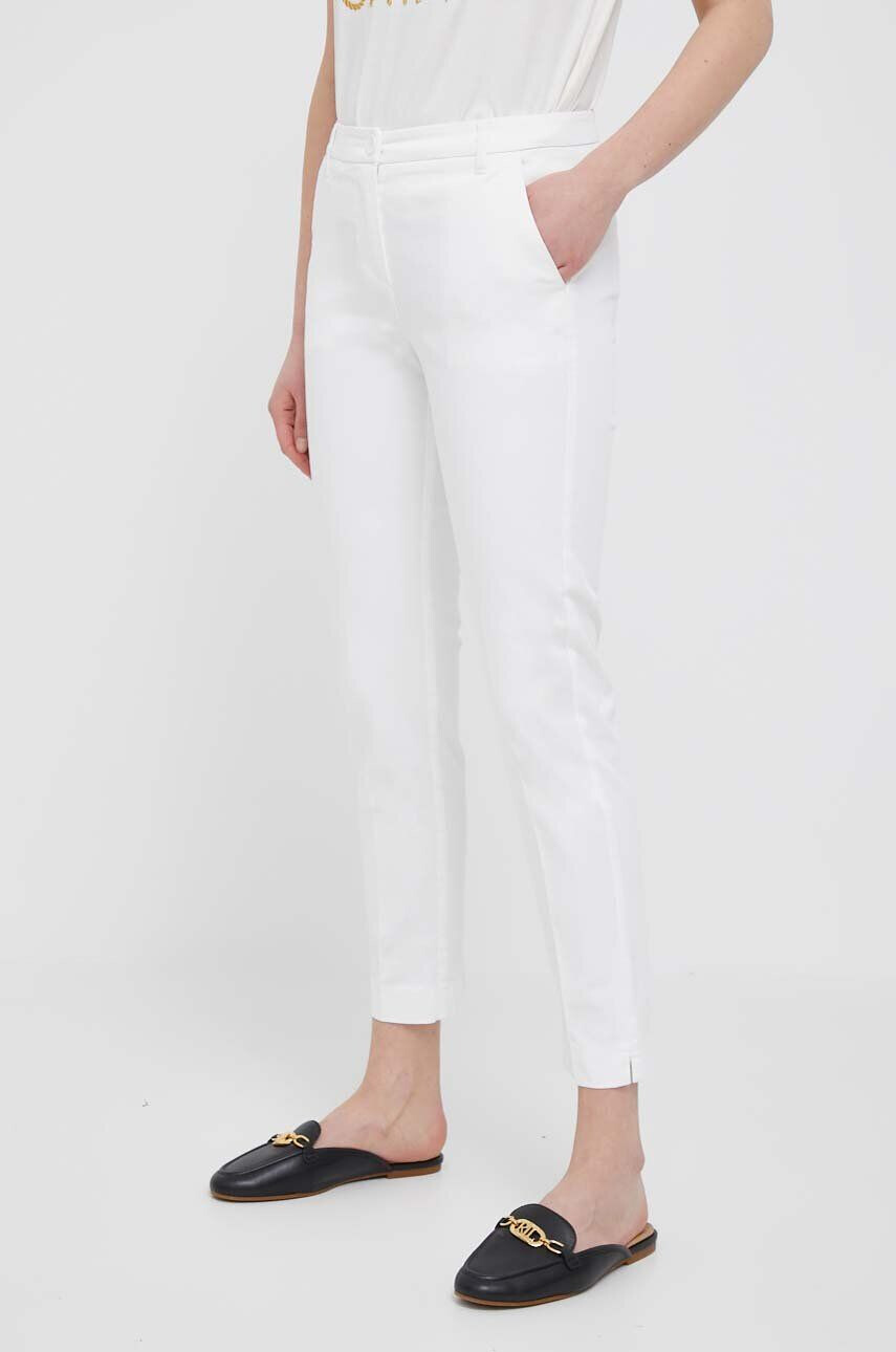 Sisley pantaloni femei culoarea bej mulata high waist - Pled.ro