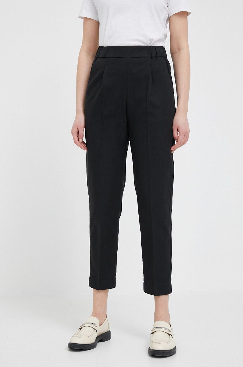 Sisley pantaloni femei culoarea bej mulata high waist - Pled.ro