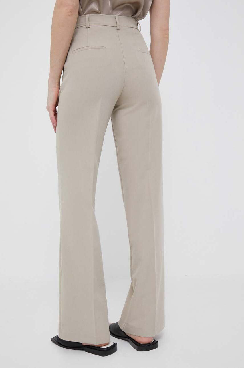 Sisley pantaloni femei culoarea bej drept high waist - Pled.ro