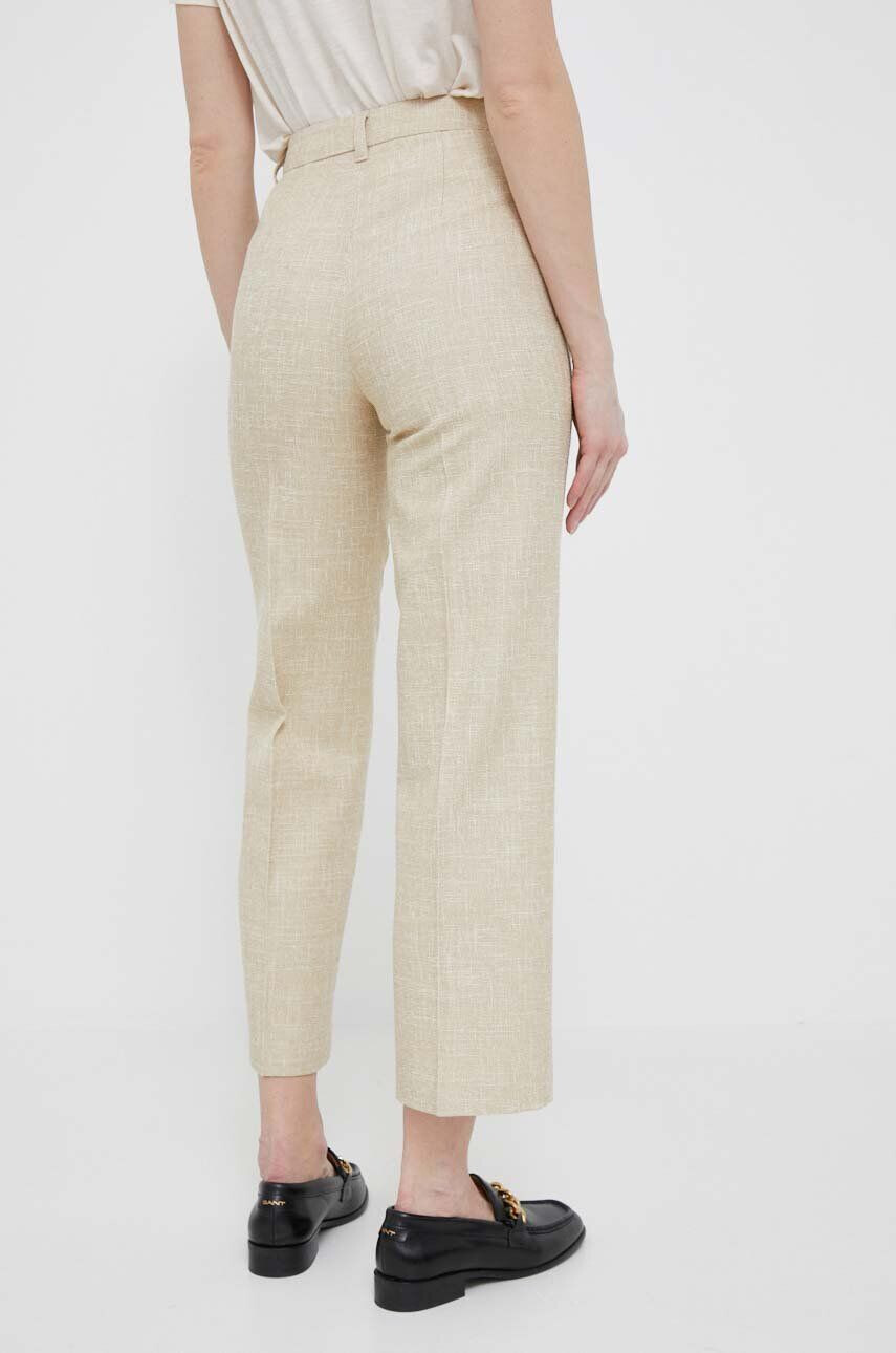 Sisley pantaloni femei culoarea bej drept high waist - Pled.ro