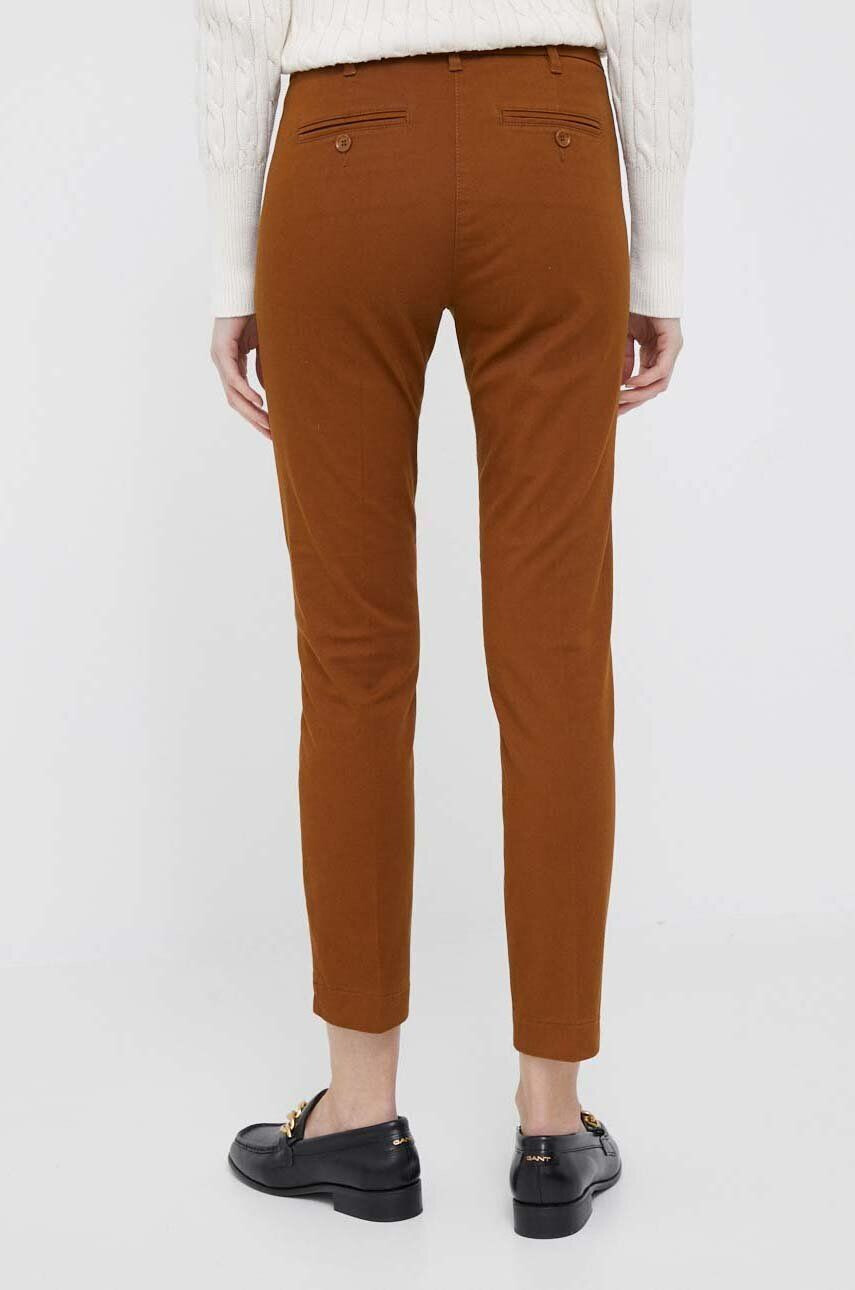 Sisley pantaloni femei culoarea maro mulata medium waist - Pled.ro