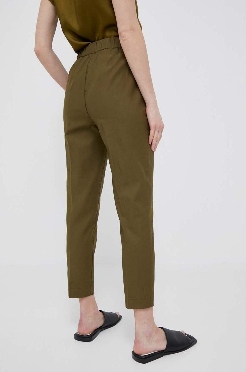 Sisley pantaloni femei culoarea verde fason chinos high waist - Pled.ro