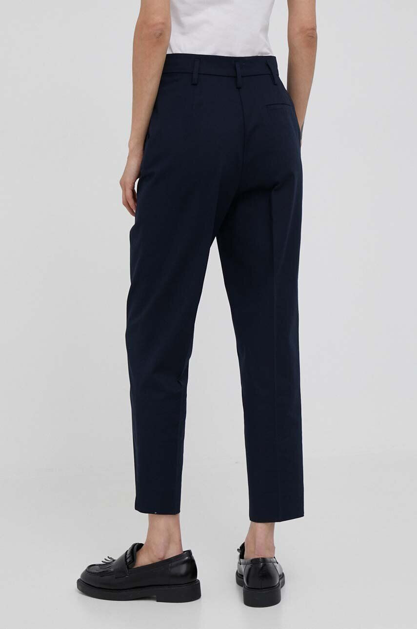 Sisley pantaloni femei culoarea albastru marin fason tigareta high waist - Pled.ro