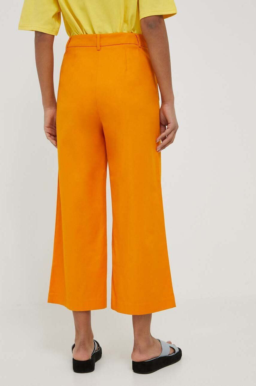 Sisley pantaloni femei culoarea portocaliu lat high waist - Pled.ro