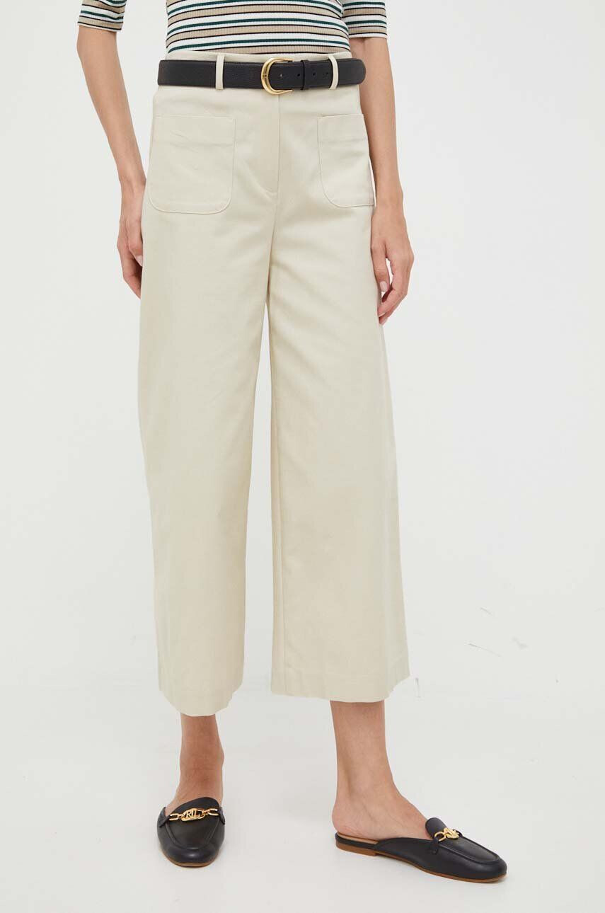 Sisley pantaloni femei culoarea albastru marin mulata high waist - Pled.ro